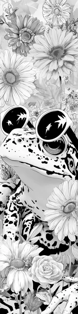 Free printable frog bookmark to color featuring a frog peering under sunglasses